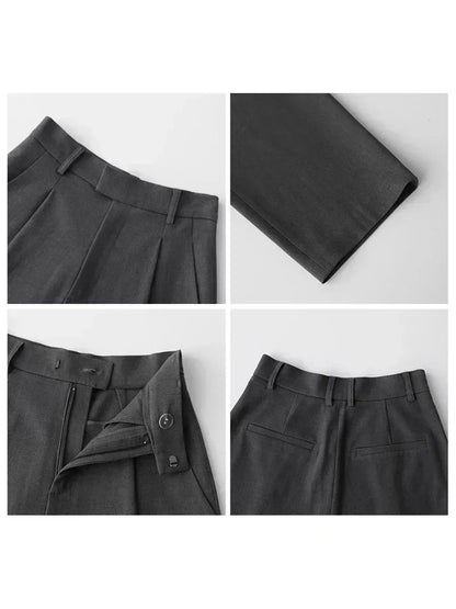 Twill Wide-Leg Suit Pants