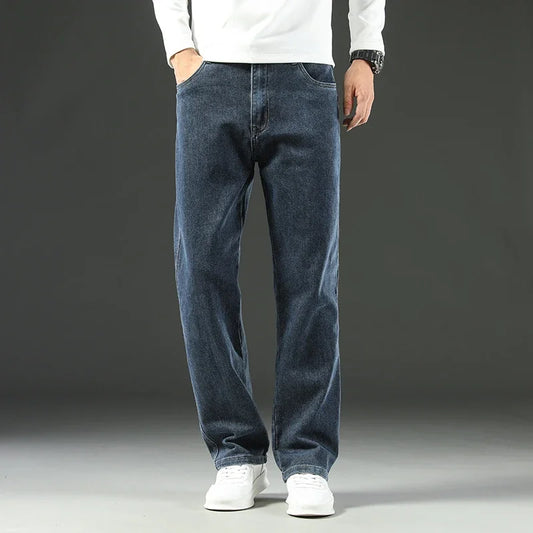 Cotton Blend Straight Jeans