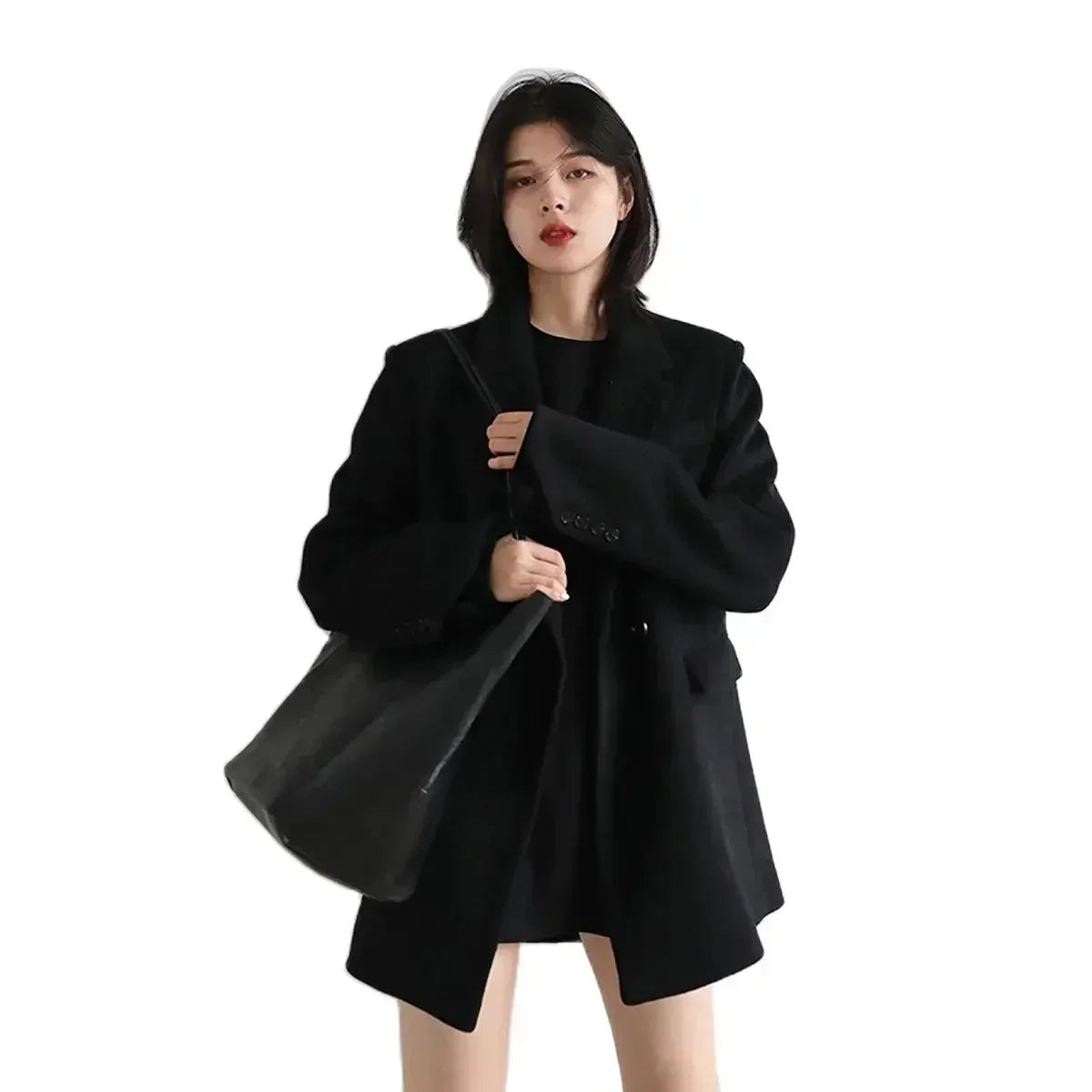 Single-Button Wool Blend Coat