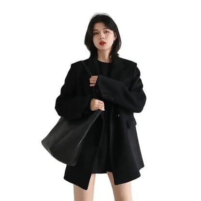 Single-Button Wool Blend Coat
