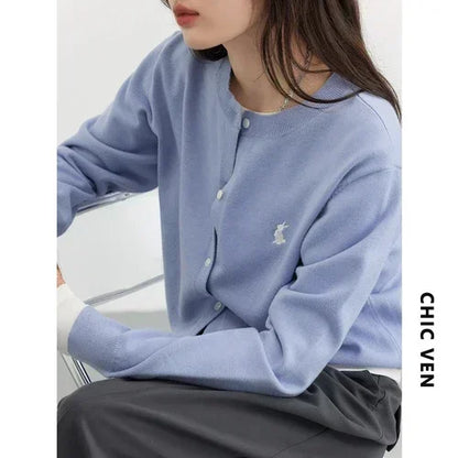 Rabbit Embroidery Knit Cardigan