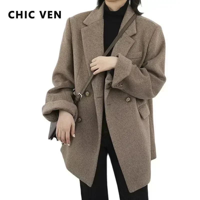 Single-Button Wool Blend Coat