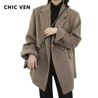 Single-Button Wool Blend Coat