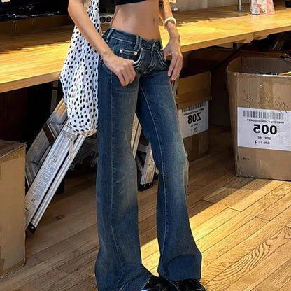 Low-Waist Flared Denim Jeans