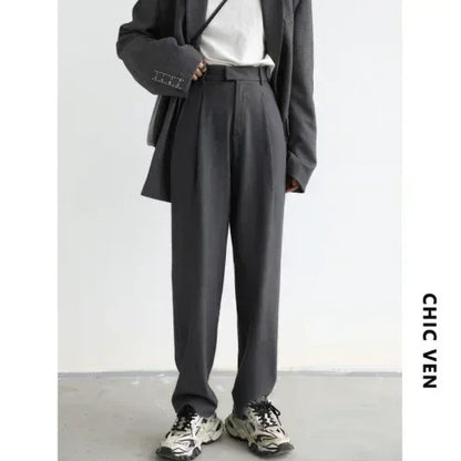 Twill Wide-Leg Suit Pants