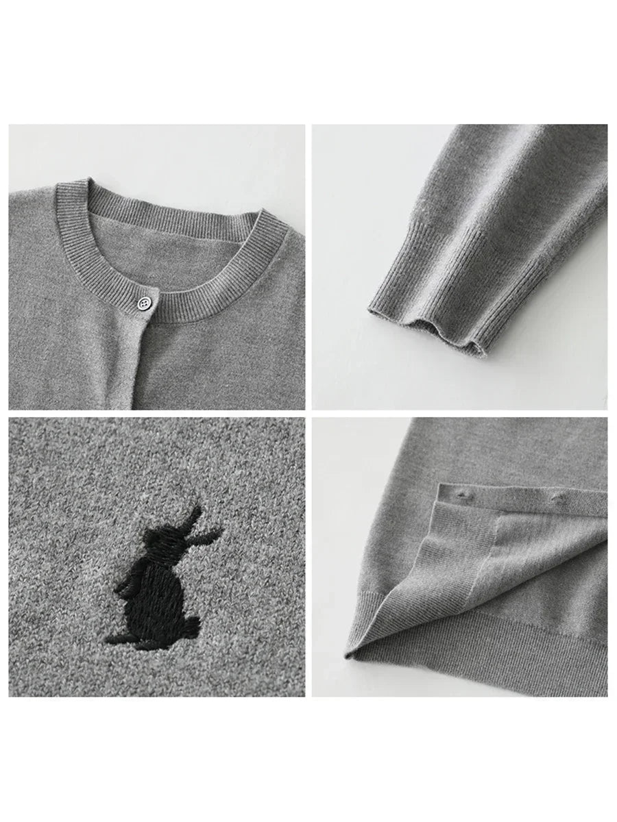 Rabbit Embroidery Knit Cardigan