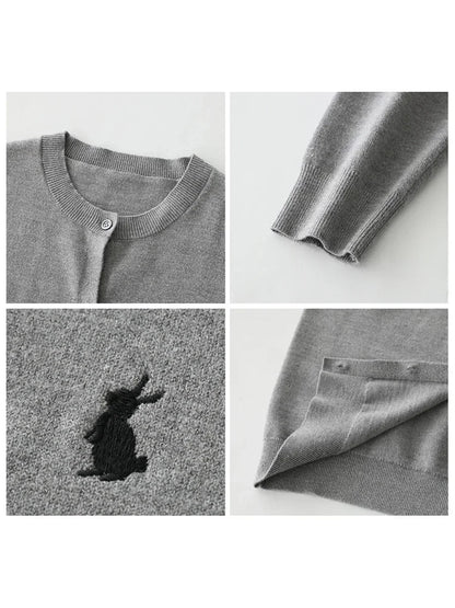 Rabbit Embroidery Knit Cardigan
