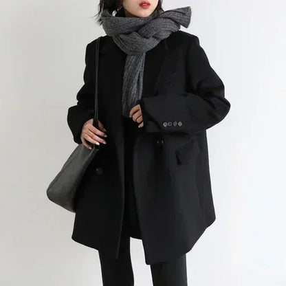 Single-Button Wool Blend Coat
