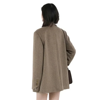 Single-Button Wool Blend Coat