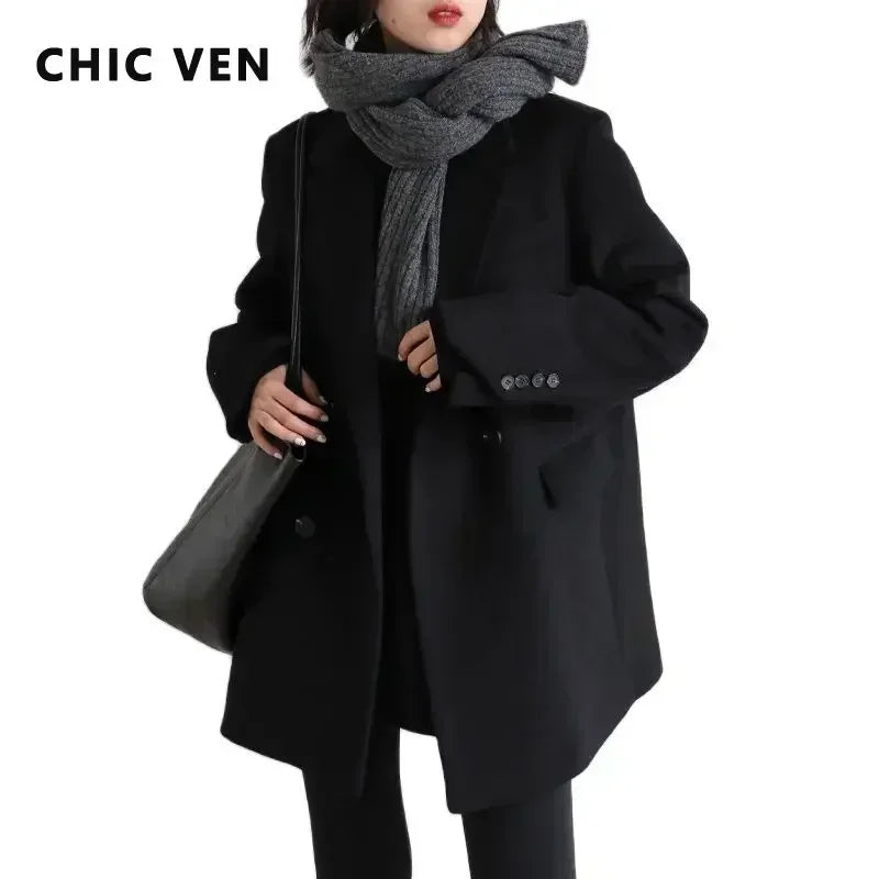 Single-Button Wool Blend Coat