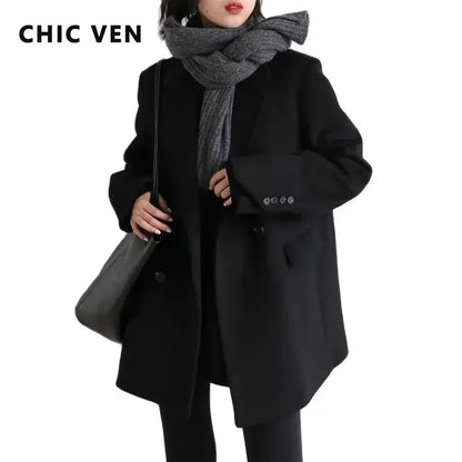 Single-Button Wool Blend Coat