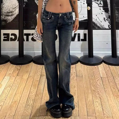 Low-Waist Flared Denim Jeans