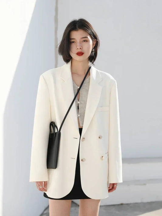 Double-Breasted Mid-Length Blazer