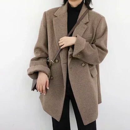 Single-Button Wool Blend Coat