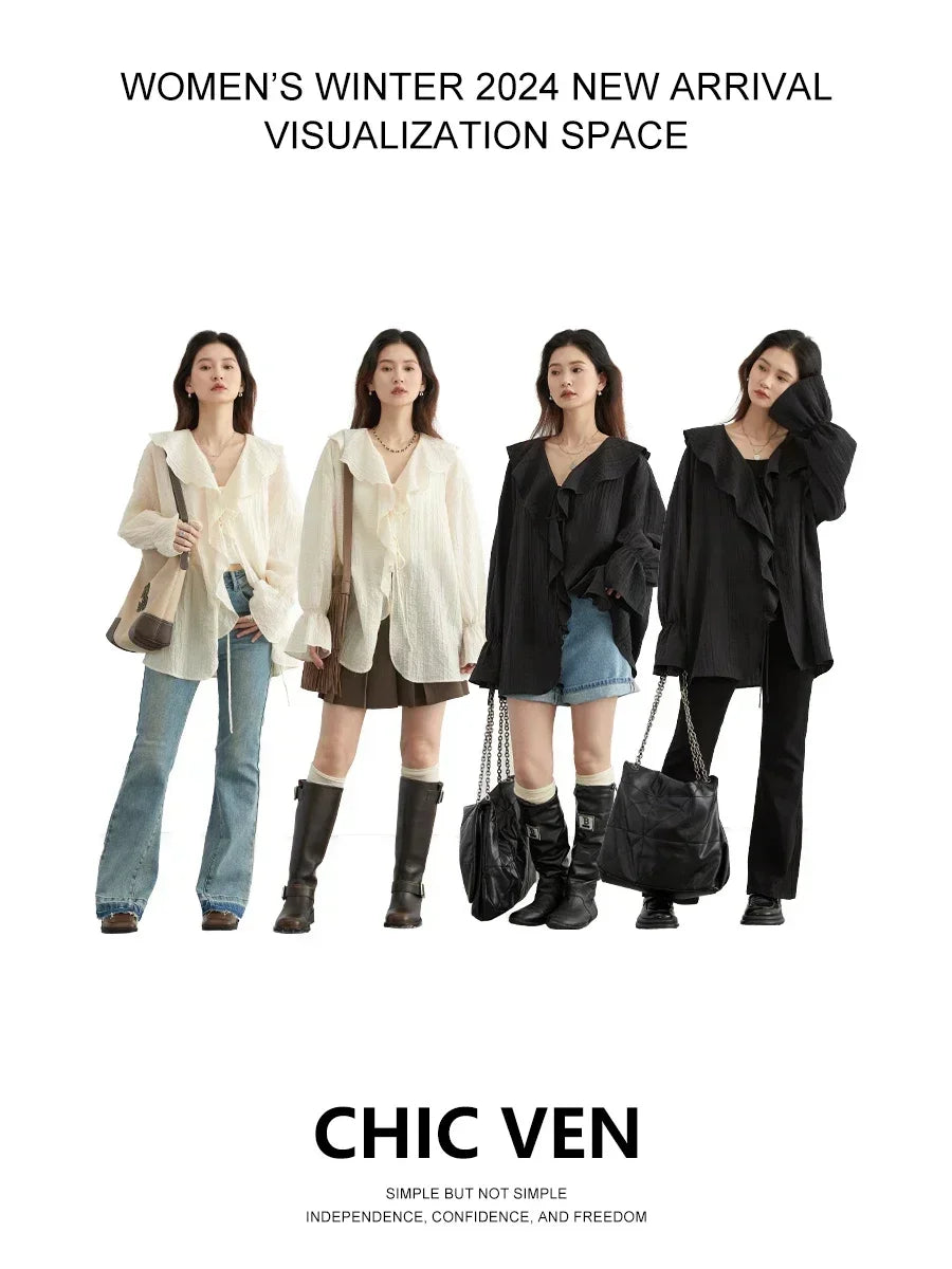 Lightweight V-Neck Knit Blouse