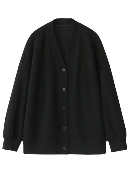 V-Neck Pearl Cotton Sweatshirt