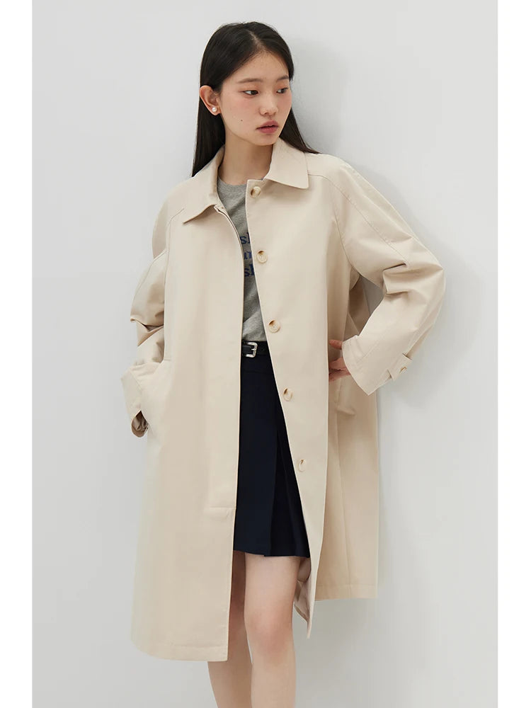 Khaki Mid-Length Trench Coat