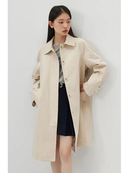 Khaki Mid-Length Trench Coat