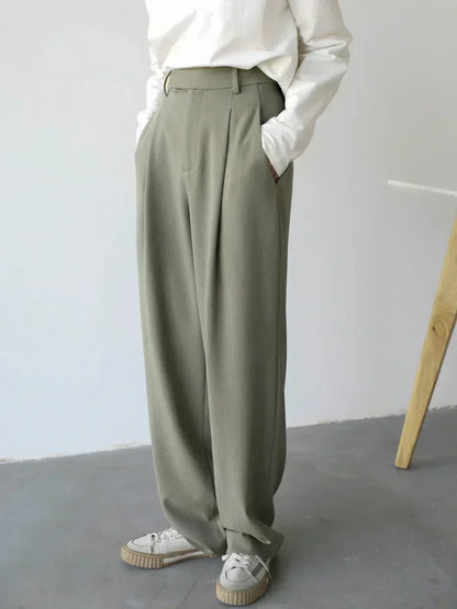 Twill Wide-Leg Suit Pants