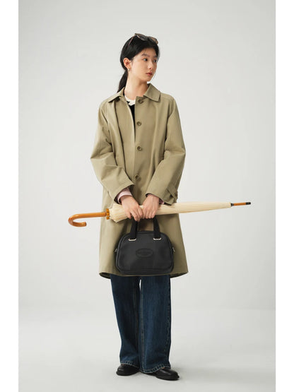 Khaki Mid-Length Trench Coat