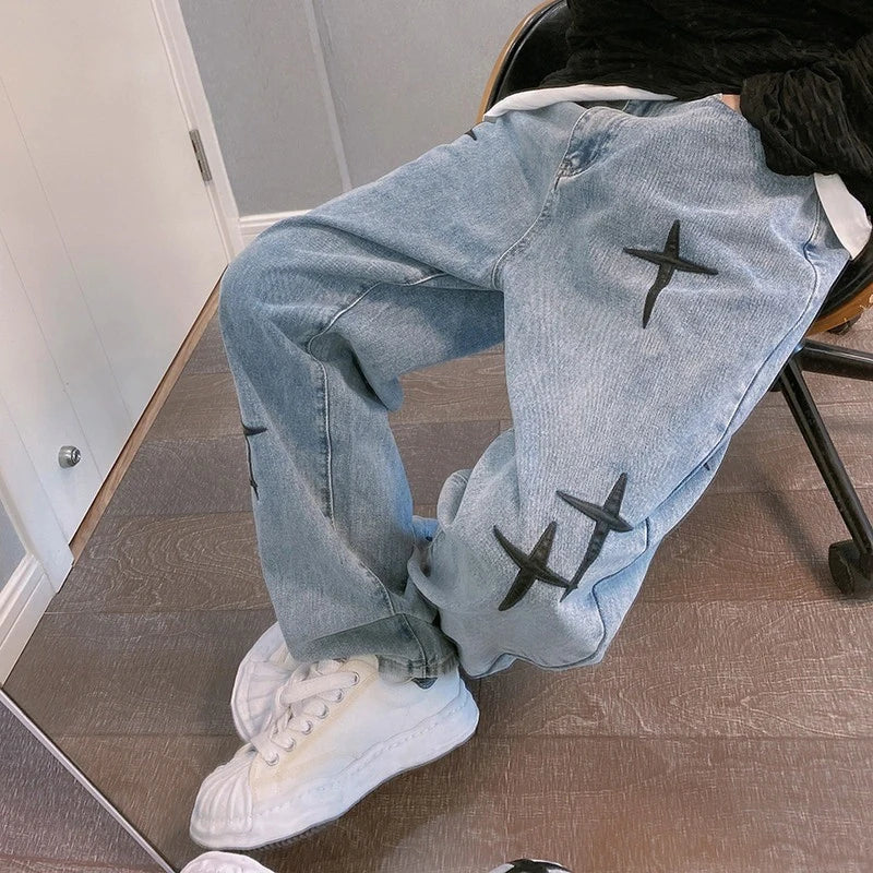 Wide-Leg Denim Trousers