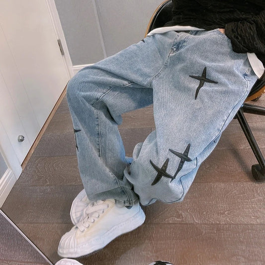 Wide-Leg Denim Trousers