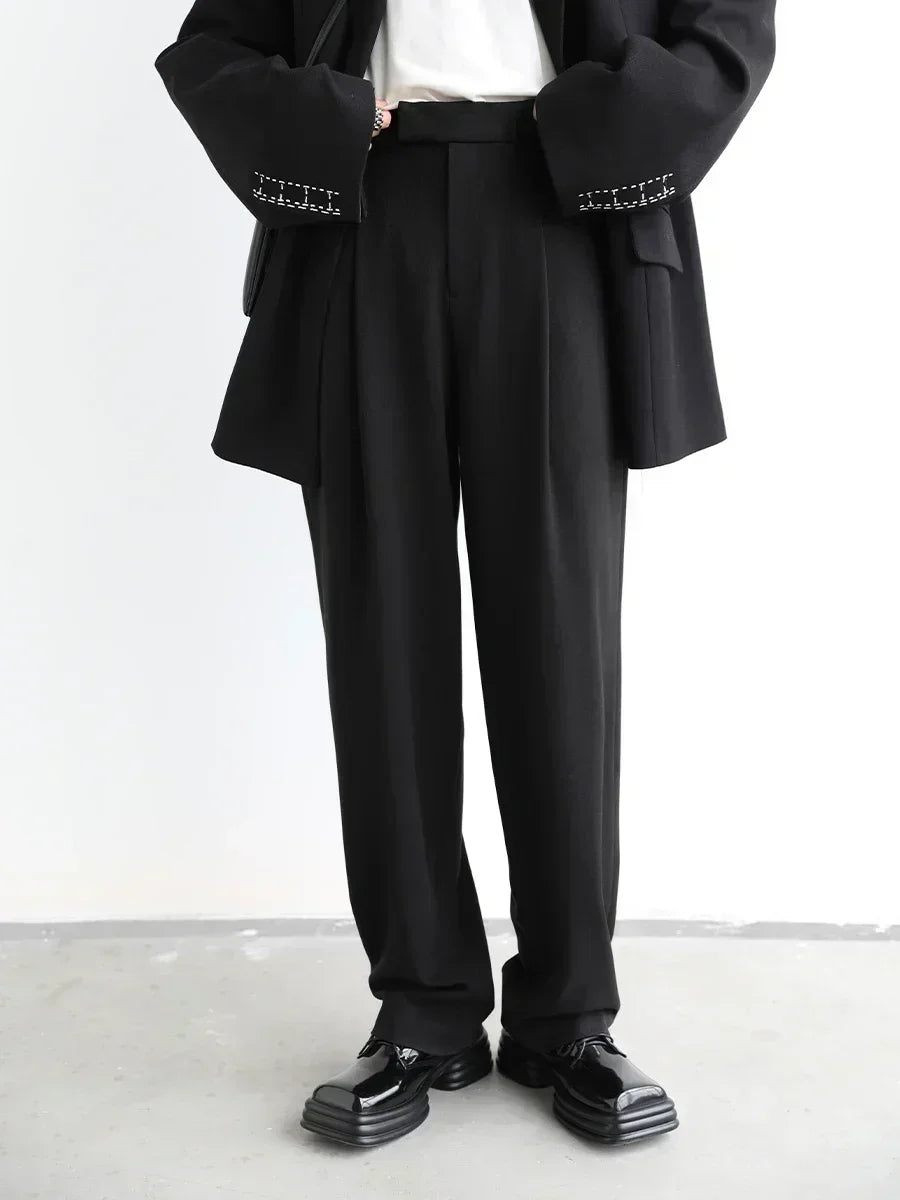 Twill Wide-Leg Suit Pants