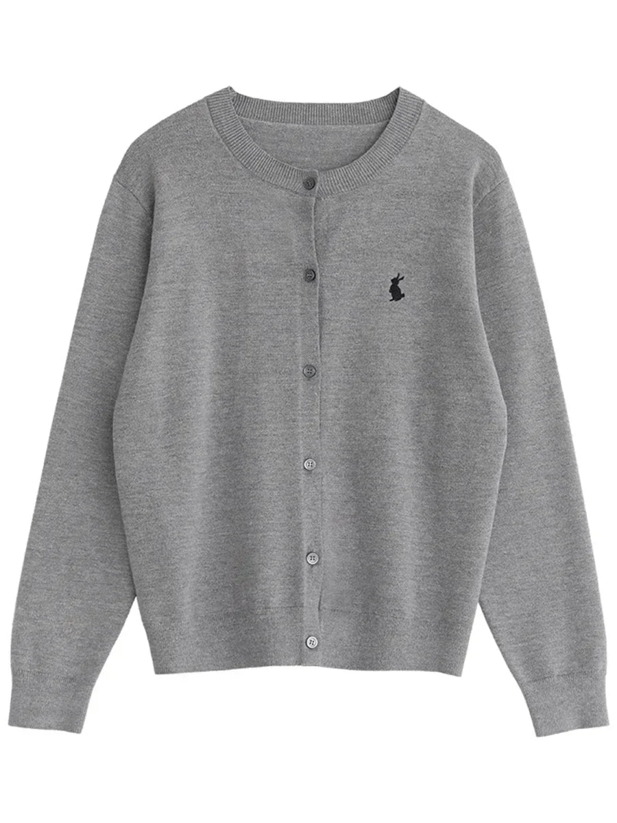 Rabbit Embroidery Knit Cardigan
